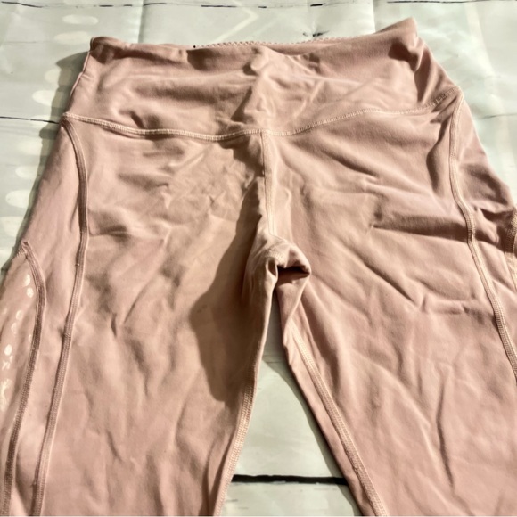 Mauve Pink Victoria Sport Workout Leggings with Sheer Animal Print Panel, Medium - Picture 6 of 14